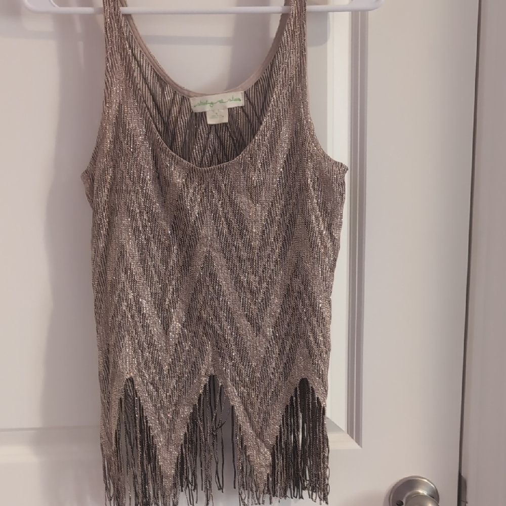 Metallic Fringe Tank Top